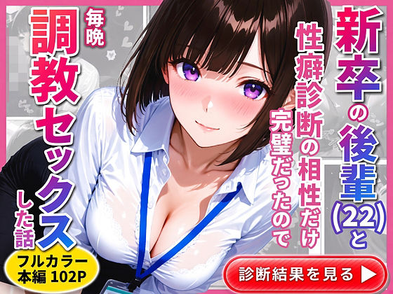 【エロ漫画】新卒の後輩（22）と性癖診断の相性だけ完璧だったので毎晩調教セックスした話